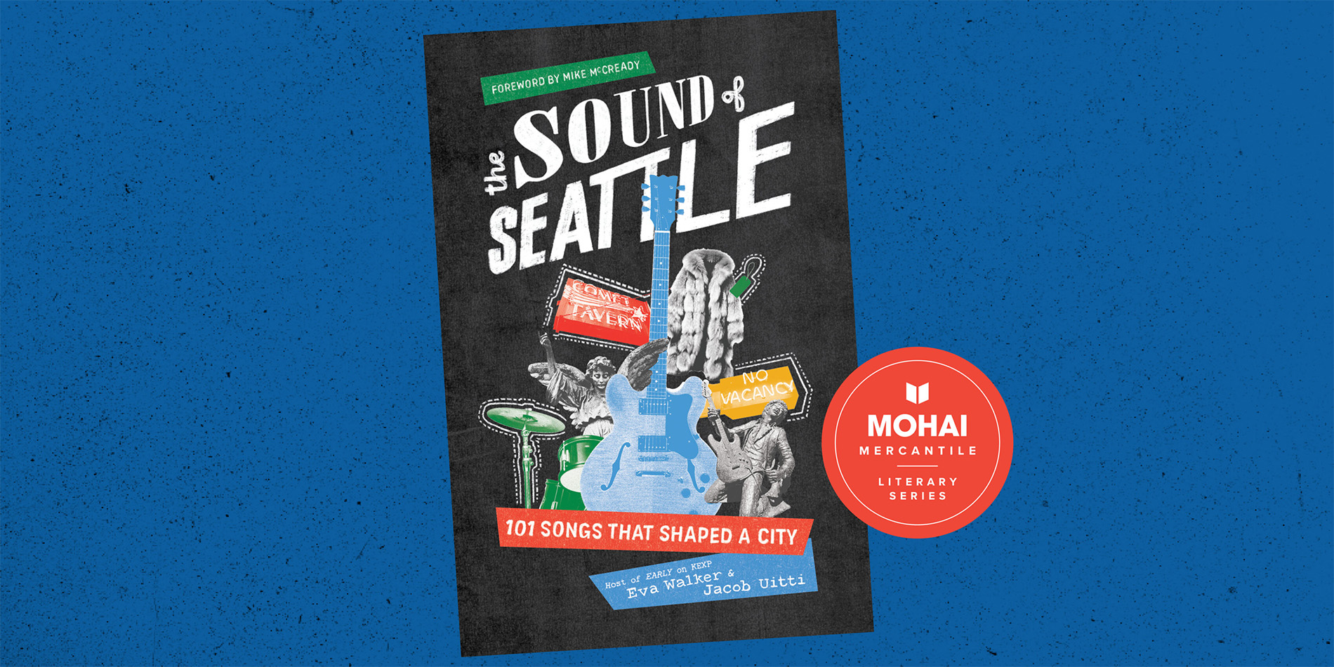 book cover on blue background