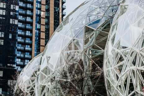Photo of the Amazon campus spheres.