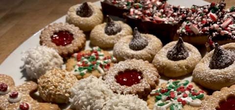 Tray of sugar cookie assortment.