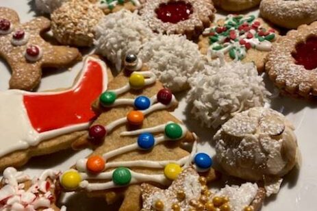 Tray of sugar cookie assortment.