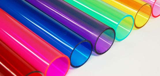 Row of colorful plastic tubes.