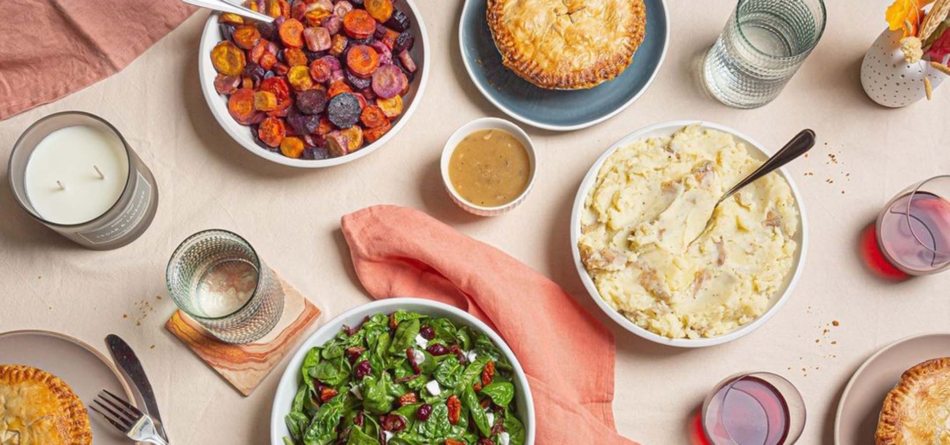 Thanksgiving table spread.