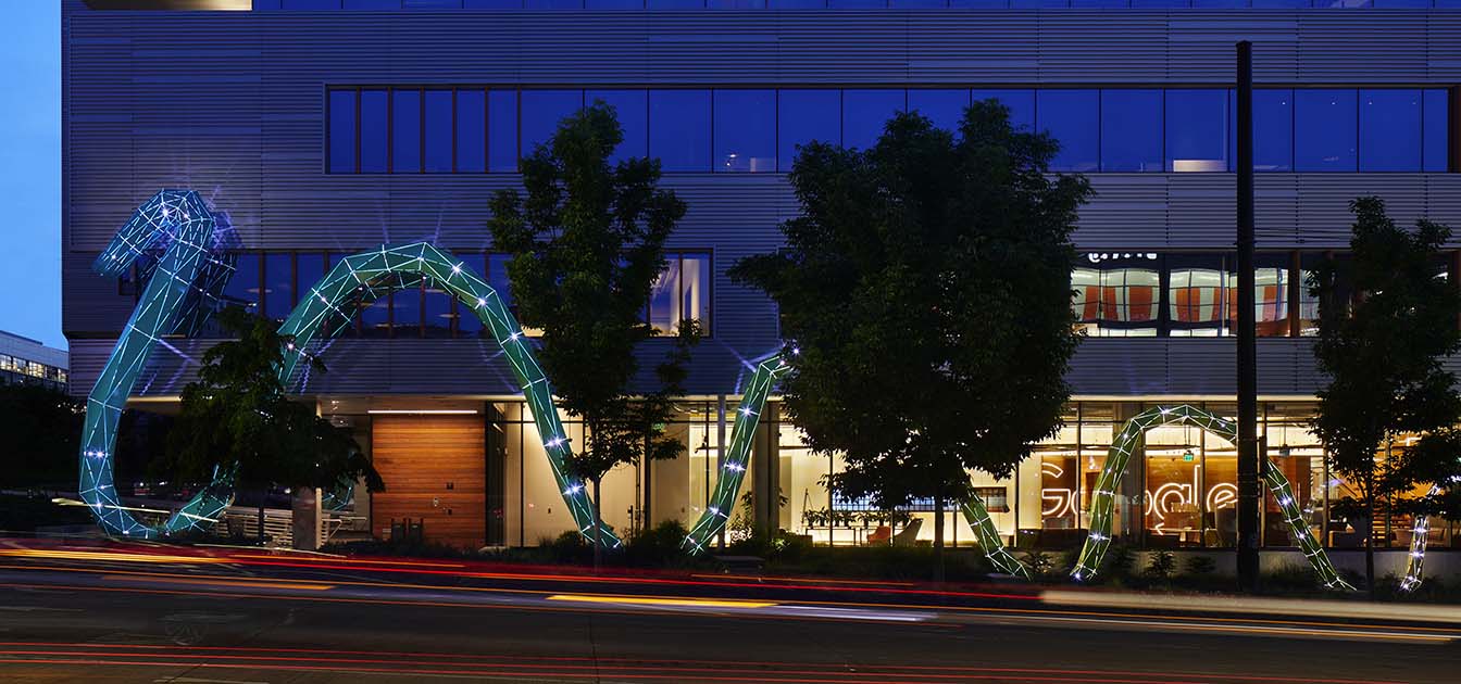 Snake-like modern outdoor art.