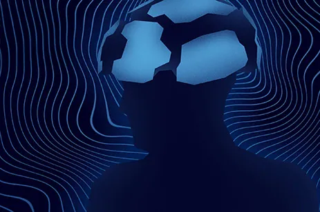silhouette with brain waves