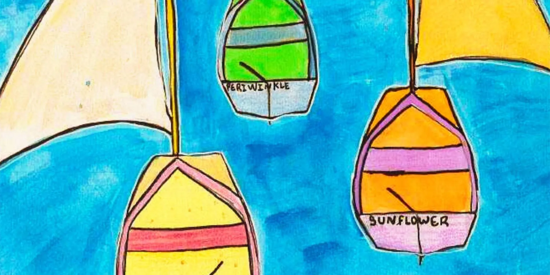watercolor of boats on a lake
