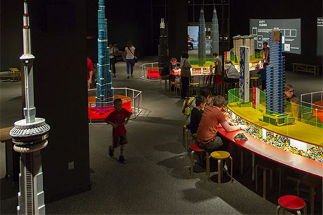 people at towers of tomorrow exhibit