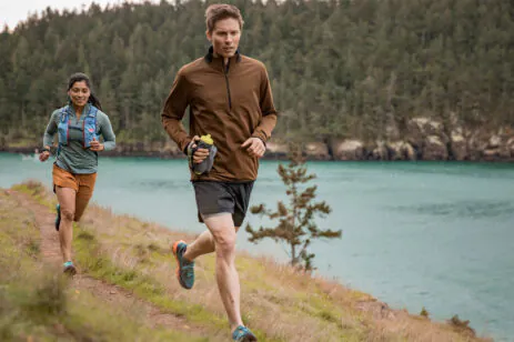 two people running