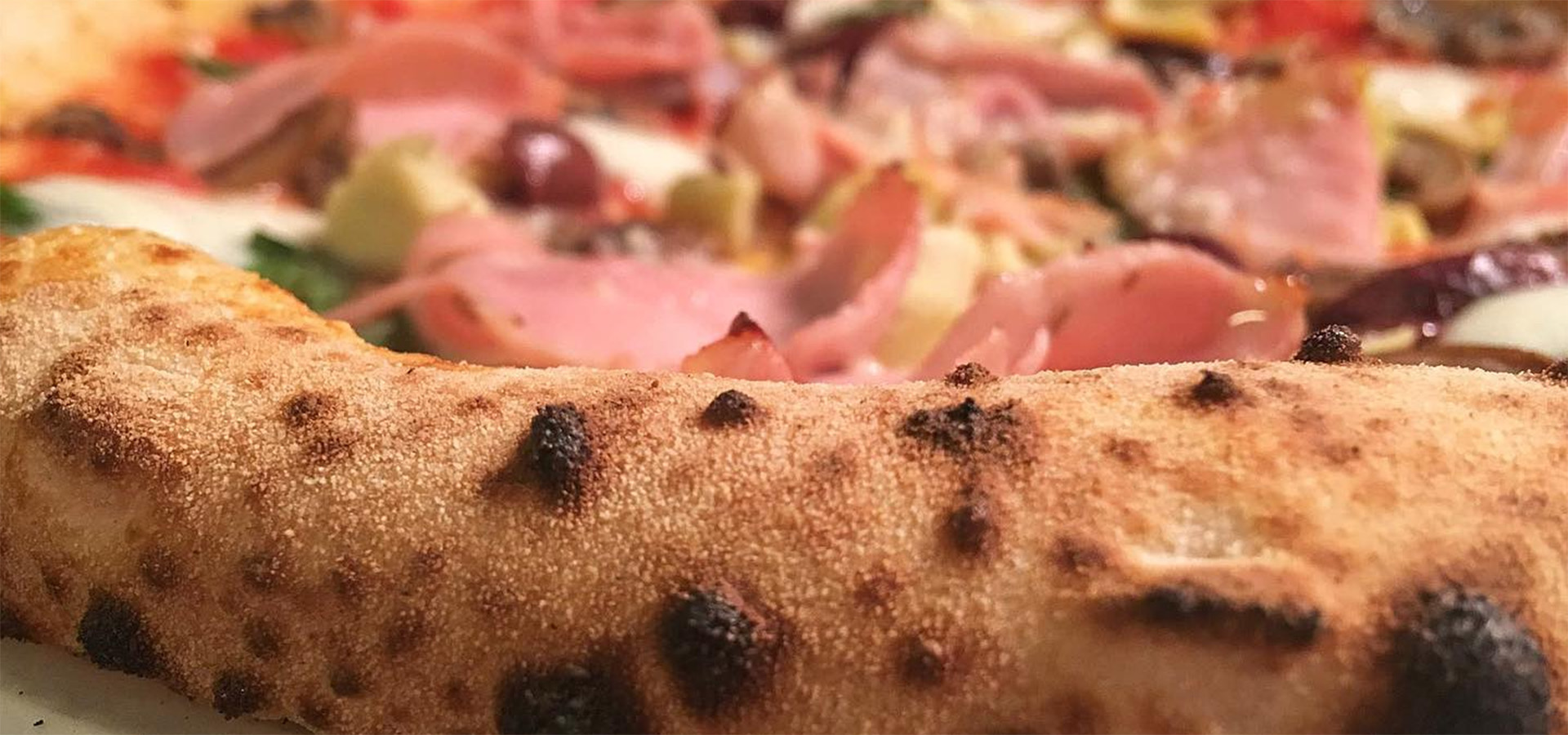 close-up of pizza crust