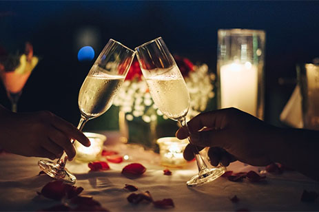 toasting champagne glasses