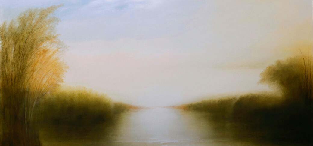 Fine art painting of a river or stream.