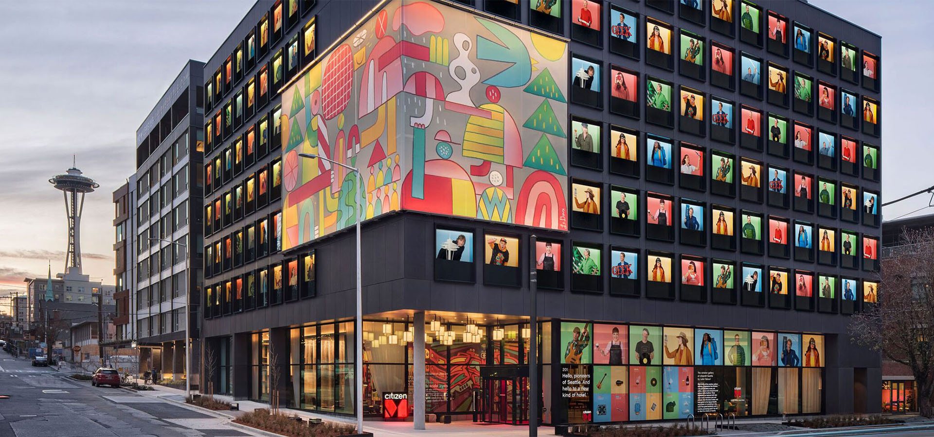 citizenM exterior at dusk