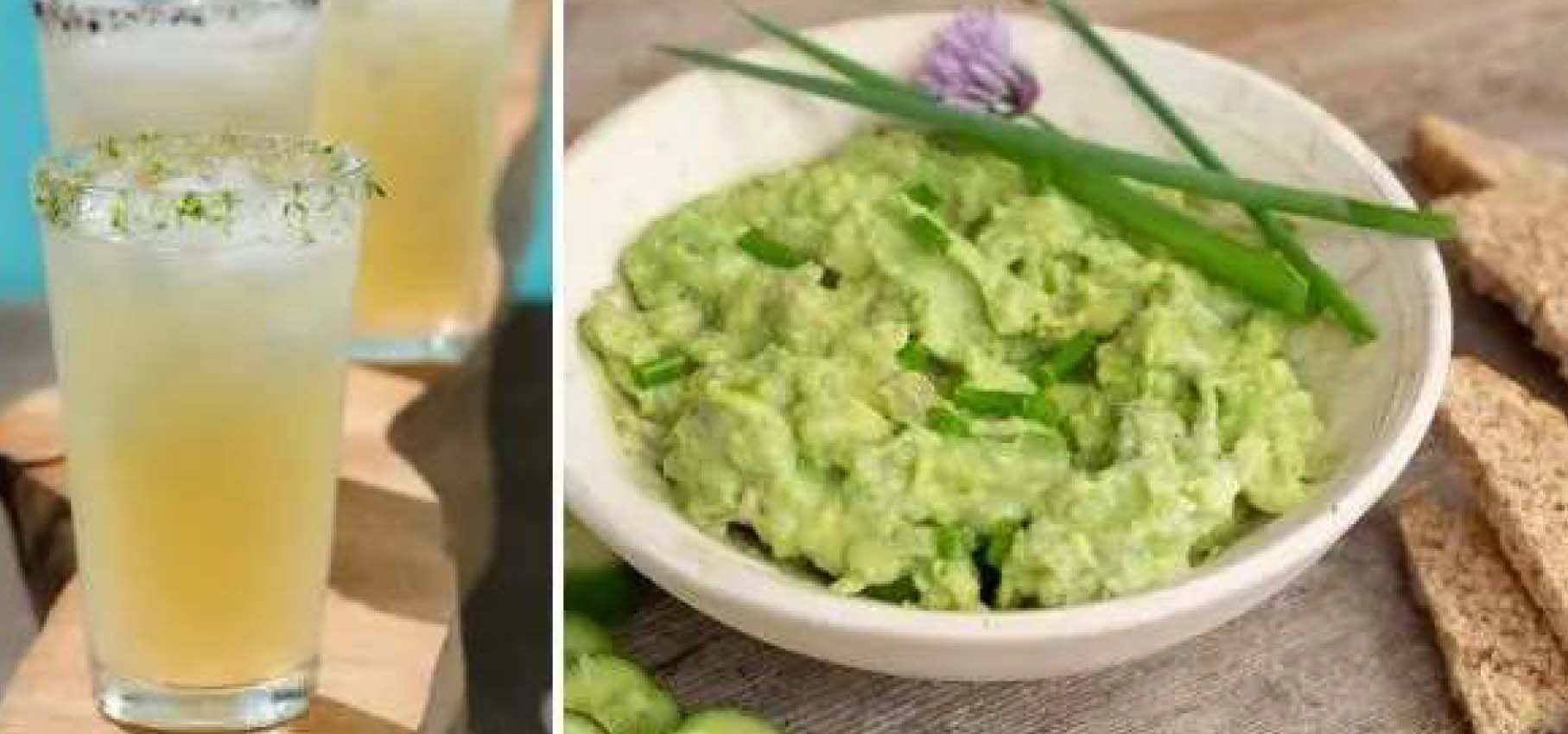 Lime margaritas with a side of guacamole.